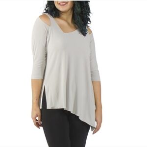 Sympli Focus Asymetric Tunic In Metal Grey Lagenlook Minimalist Modern Top